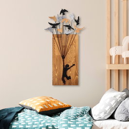 Wallity Flying Boy 2 Escultura de Pared en Nogal y Negro